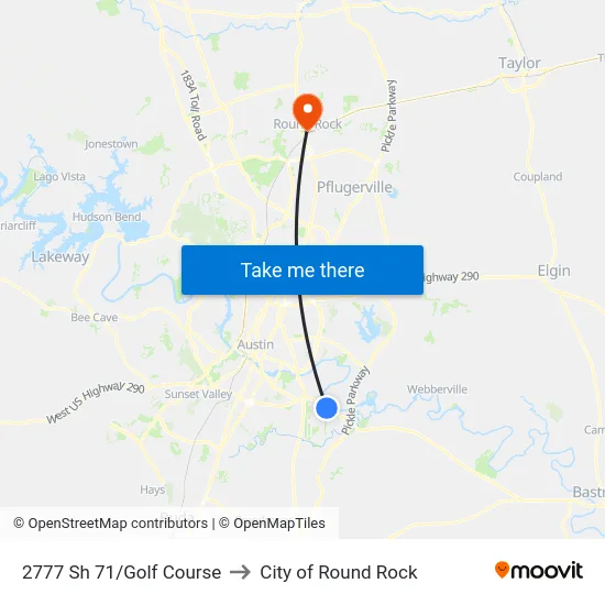 2777 Sh 71/Golf Course to City of Round Rock map