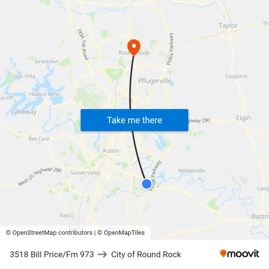 3518 Bill Price/Fm 973 to City of Round Rock map