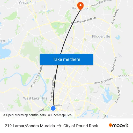 219 Lamar/Sandra Muraida to City of Round Rock map
