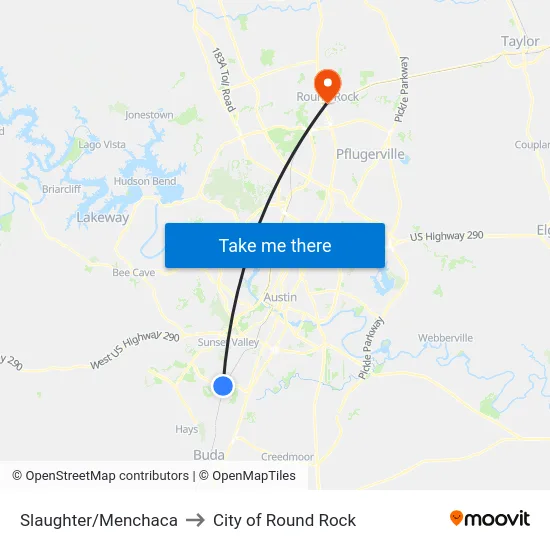 Slaughter/Menchaca to City of Round Rock map