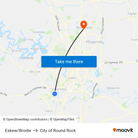Eskew/Brodie to City of Round Rock map