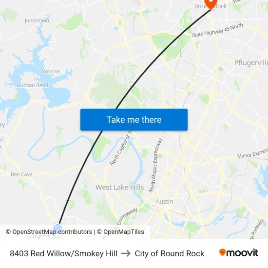 8403 Red Willow/Smokey Hill to City of Round Rock map