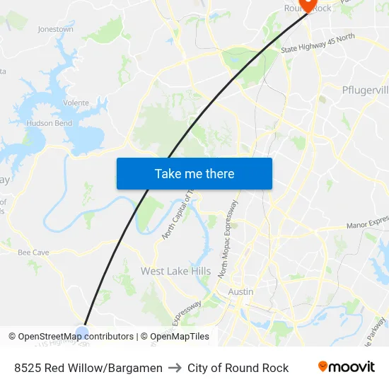 8525 Red Willow/Bargamen to City of Round Rock map
