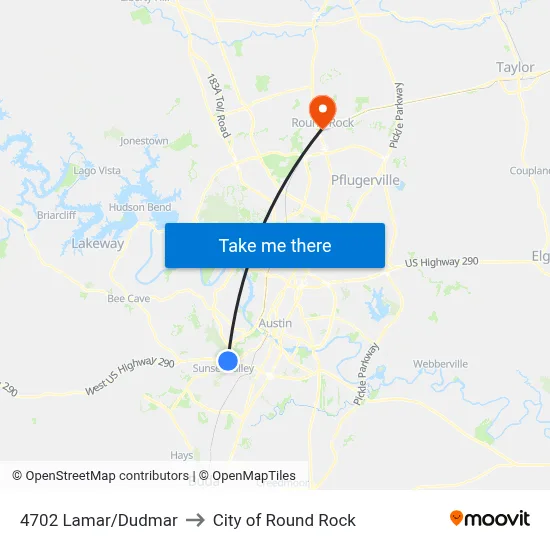 4702 Lamar/Dudmar to City of Round Rock map