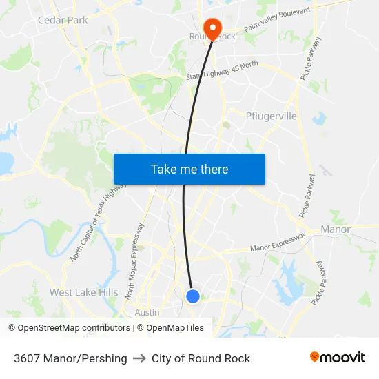3607 Manor/Pershing to City of Round Rock map