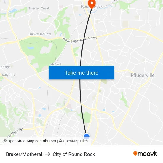 Braker/Motheral to City of Round Rock map