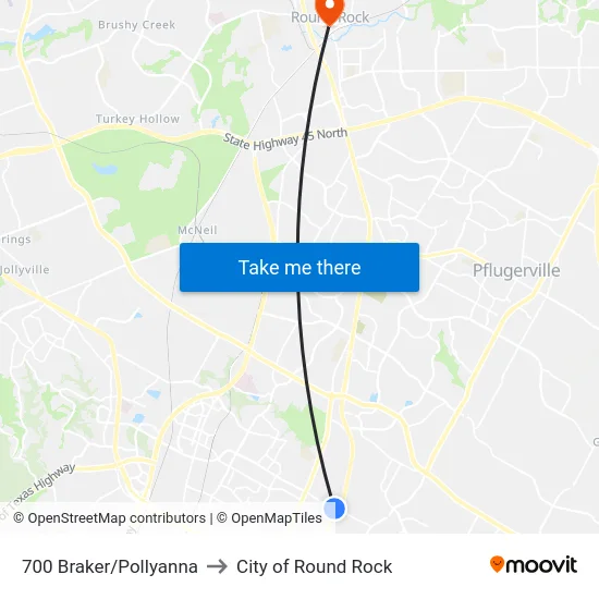 700 Braker/Pollyanna to City of Round Rock map