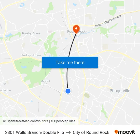 2801 Wells Branch/Double File to City of Round Rock map