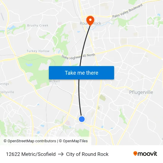 12622 Metric/Scofield to City of Round Rock map