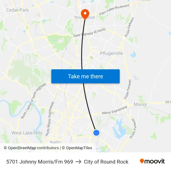 5701 Johnny Morris/Fm 969 to City of Round Rock map