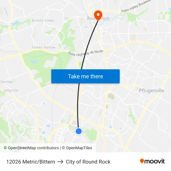 12026 Metric/Bittern to City of Round Rock map