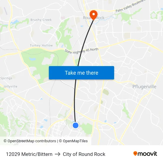12029 Metric/Bittern to City of Round Rock map