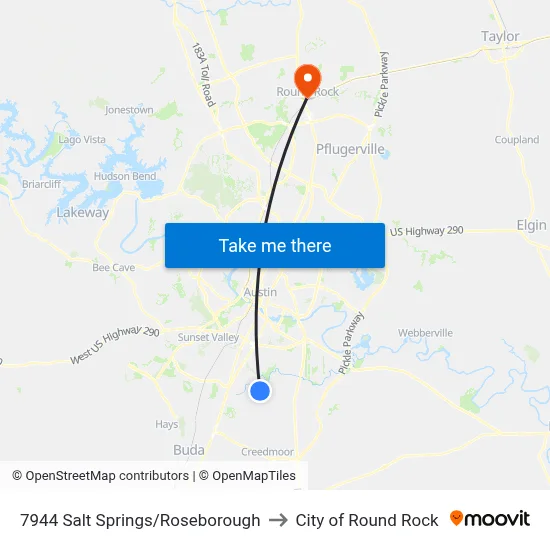 7944 Salt Springs/Roseborough to City of Round Rock map