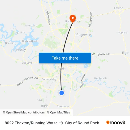 8022 Thaxton/Running Water to City of Round Rock map