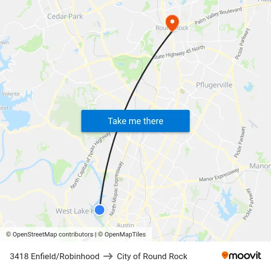 3418 Enfield/Robinhood to City of Round Rock map