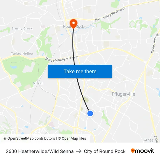 2600 Heatherwilde/Wild Senna to City of Round Rock map
