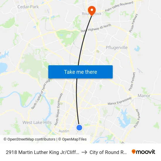 2918 Martin Luther King Jr/Clifford to City of Round Rock map