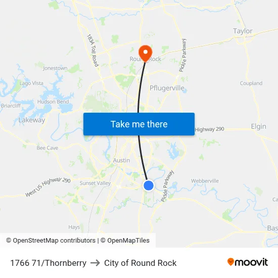 1766 71/Thornberry to City of Round Rock map