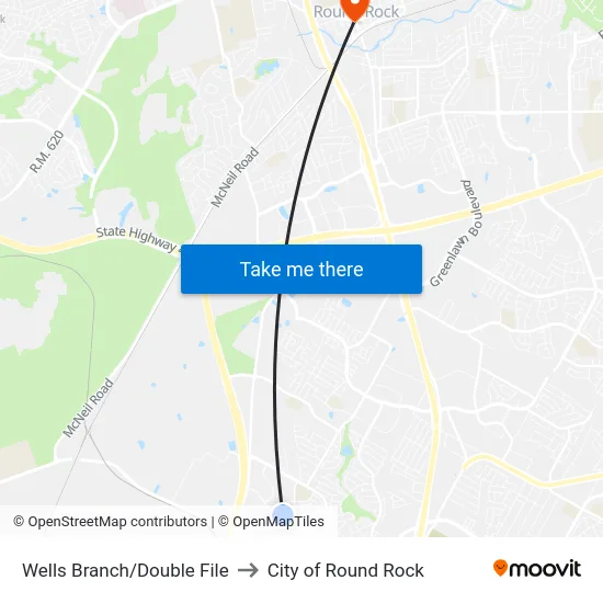 Wells Branch/Double File to City of Round Rock map
