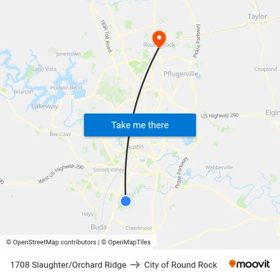 1708 Slaughter/Orchard Ridge to City of Round Rock map