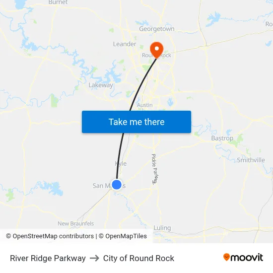 River Ridge Parkway to City of Round Rock map