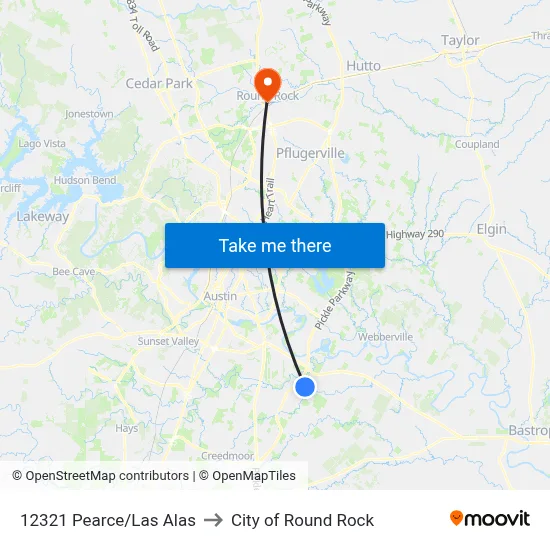 12321 Pearce/Las Alas to City of Round Rock map