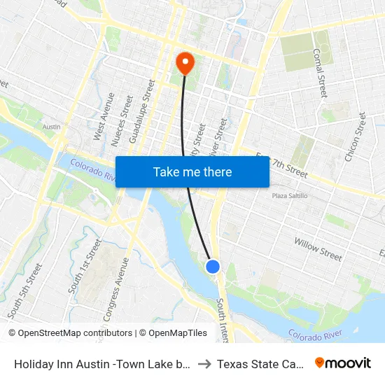 Holiday Inn Austin -Town Lake by IHG to Texas State Capitol map