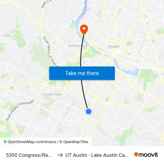 5300 Congress/Ramble to UT Austin - Lake Austin Campus map