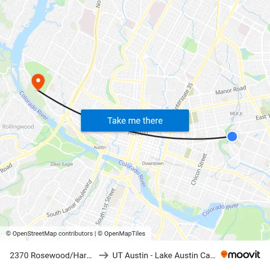 2370 Rosewood/Hargrave to UT Austin - Lake Austin Campus map