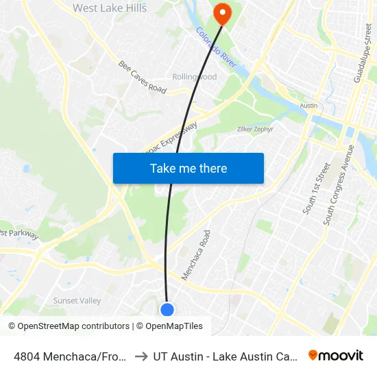 4804 Menchaca/Frontier to UT Austin - Lake Austin Campus map
