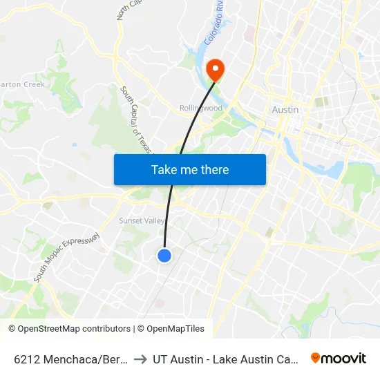 6212 Menchaca/Berkett to UT Austin - Lake Austin Campus map
