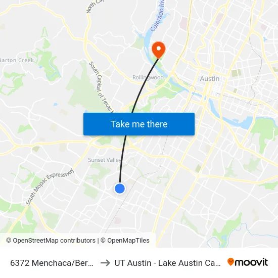 6372 Menchaca/Berkeley to UT Austin - Lake Austin Campus map