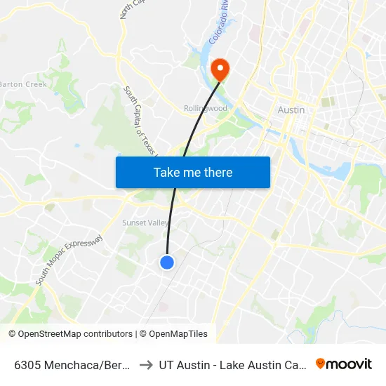 6305 Menchaca/Berkeley to UT Austin - Lake Austin Campus map