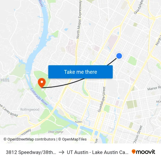 3812 Speedway/38th Half to UT Austin - Lake Austin Campus map
