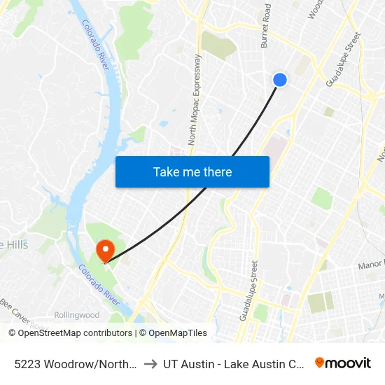 5223 Woodrow/North Loop to UT Austin - Lake Austin Campus map