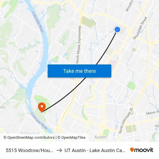 5515 Woodrow/Houston to UT Austin - Lake Austin Campus map