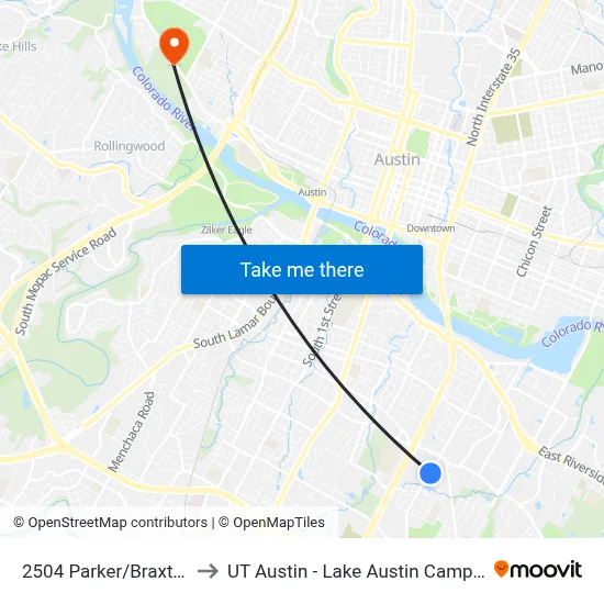 2504 Parker/Braxton to UT Austin - Lake Austin Campus map