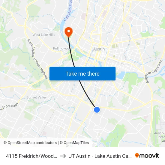 4115 Freidrich/Woodward to UT Austin - Lake Austin Campus map