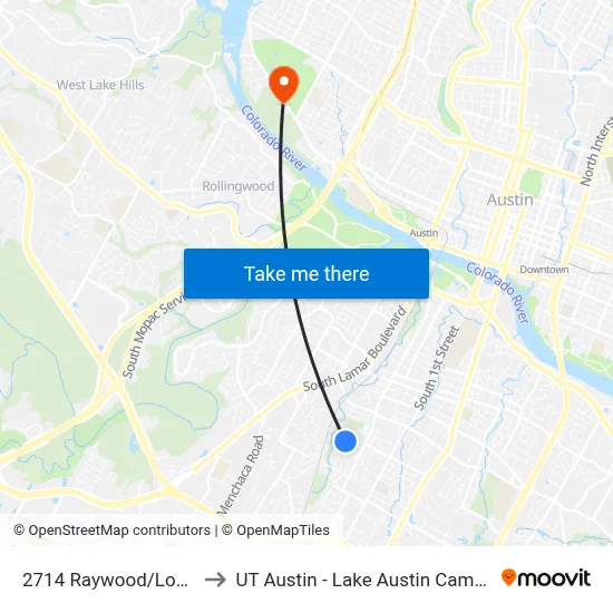 2714 Raywood/Locke to UT Austin - Lake Austin Campus map