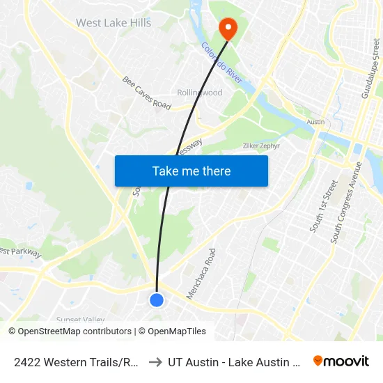 2422 Western Trails/Roundup to UT Austin - Lake Austin Campus map