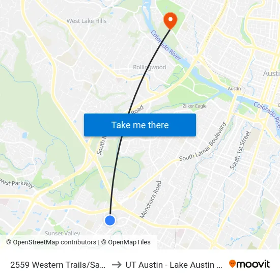 2559 Western Trails/Sagebrush to UT Austin - Lake Austin Campus map