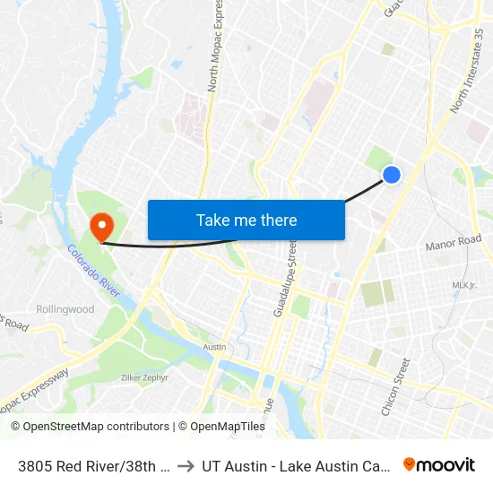 3805 Red River/38th Half to UT Austin - Lake Austin Campus map