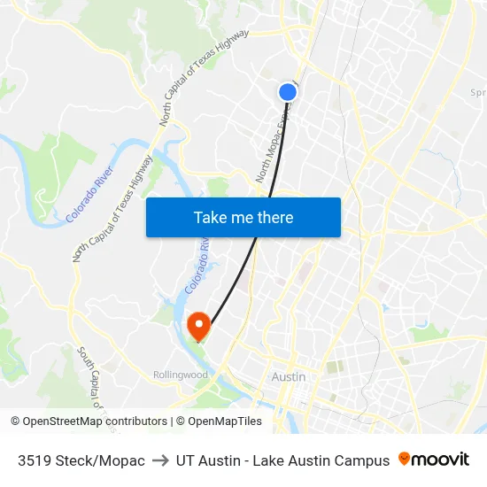 3519 Steck/Mopac to UT Austin - Lake Austin Campus map