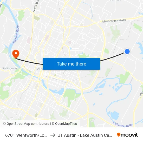 6701 Wentworth/Loyola to UT Austin - Lake Austin Campus map