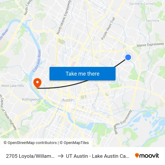 2705 Loyola/Willamette to UT Austin - Lake Austin Campus map