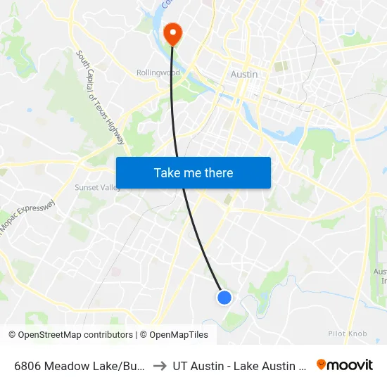 6806 Meadow Lake/Bucks Run to UT Austin - Lake Austin Campus map