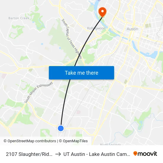 2107 Slaughter/Riddle to UT Austin - Lake Austin Campus map