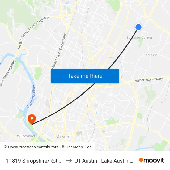 11819 Shropshire/Rotherham to UT Austin - Lake Austin Campus map