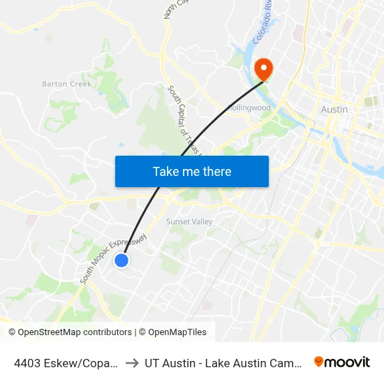 4403 Eskew/Copano to UT Austin - Lake Austin Campus map