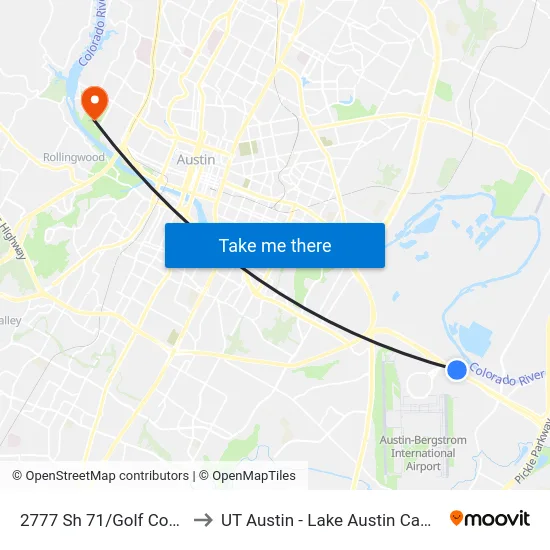 2777 Sh 71/Golf Course to UT Austin - Lake Austin Campus map